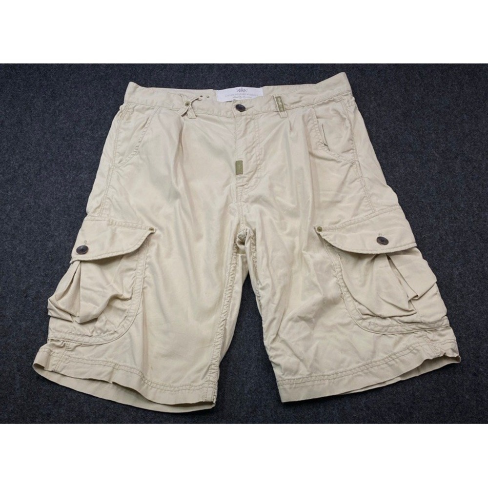 LRG Cargo Shorts Mens 32 Tan Khaki Streetwear Multi Pocket Tencel Blend Utility